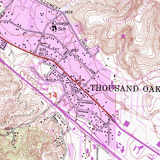 Topographic Map of Little Oaks School, CA