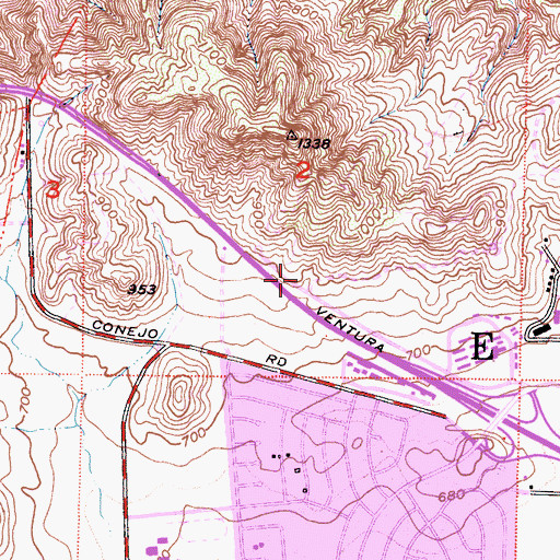 Topographic Map of Newbury Park Post Office, CA