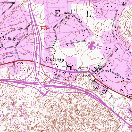 Topographic Map of Nuville Shopping Center, CA