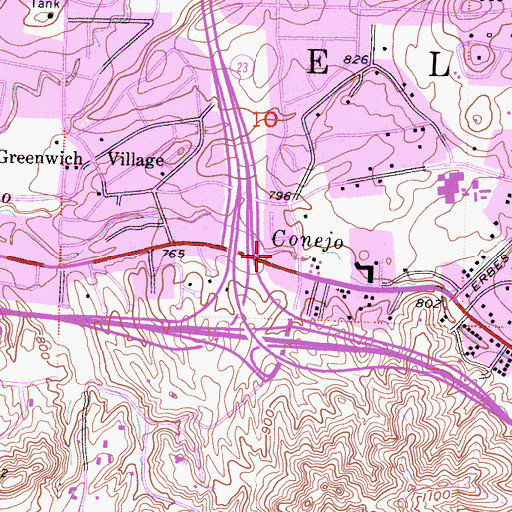 Topographic Map of Old Towne Center Shopping Center, CA