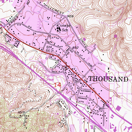 Topographic Map of Palm Plaza Shopping Center, CA