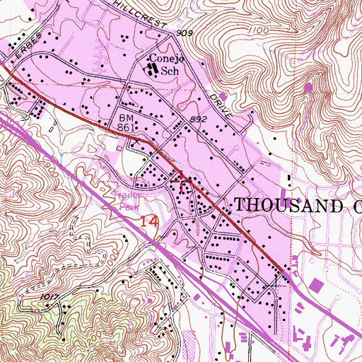 Topographic Map of Skyline Plaza Shopping Center, CA