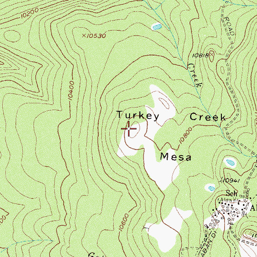 Topographic Map of Turkey Creek Mesa, CO