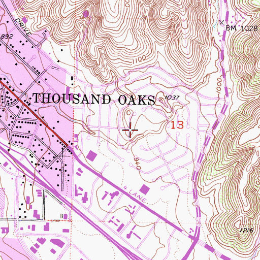 Topographic Map of Westlake Elementary School, CA