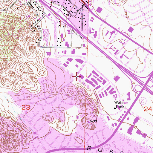 Topographic Map of Westoaks-Hampshire Shopping Center, CA