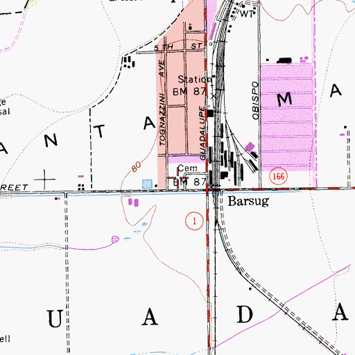 Topographic Map of Guadalupe Cemetery, CA
