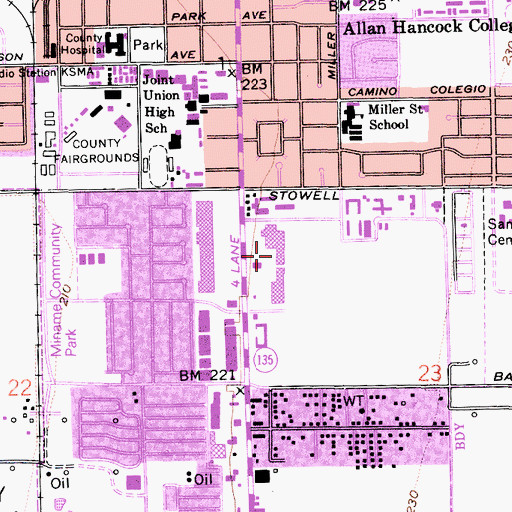 Topographic Map of Broadway Plaza Shopping Center, CA