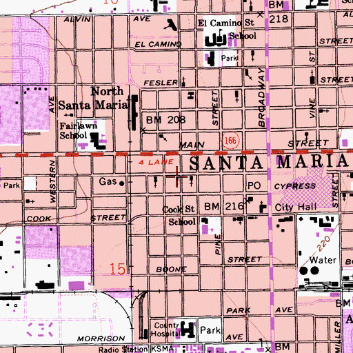 Topographic Map of Church of Christ, CA