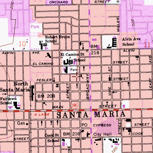 Topographic Map of Church of Christ, CA