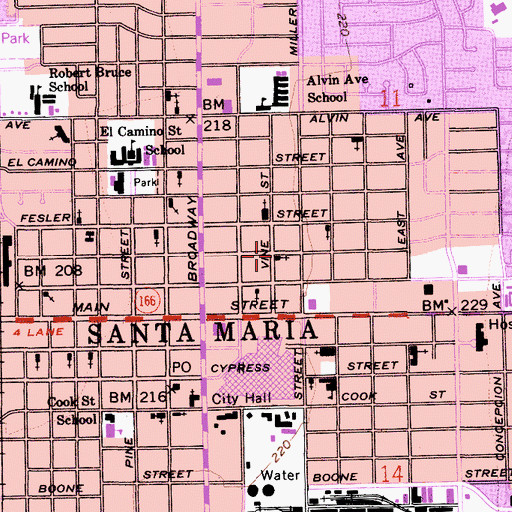 Topographic Map of Church of the Nazarene, CA