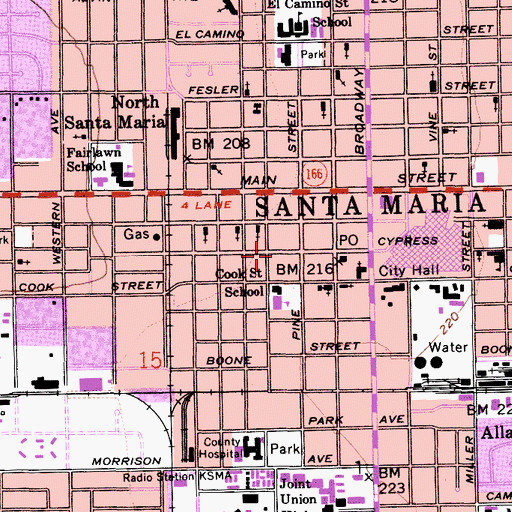 Topographic Map of Cypress Street Kindergarten, CA