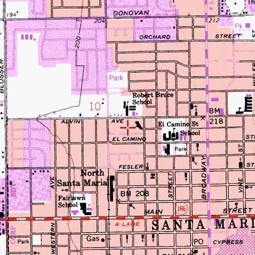 Topographic Map of El Camino Park Four Square Church, CA