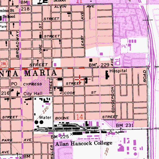 Topographic Map of First Christian Church, CA