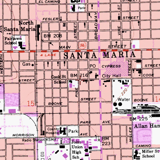 Topographic Map of First Presbyterian Church, CA