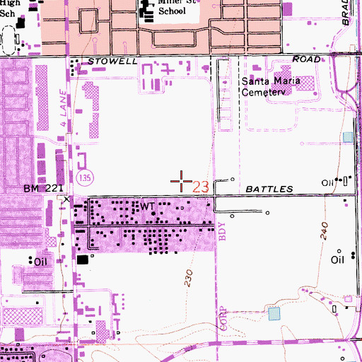 Topographic Map of Battles Elementary School, CA