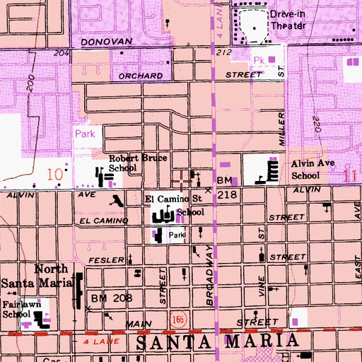 Topographic Map of Grace Baptist Church, CA