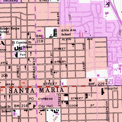 Topographic Map of Grace Lutheran Church, CA