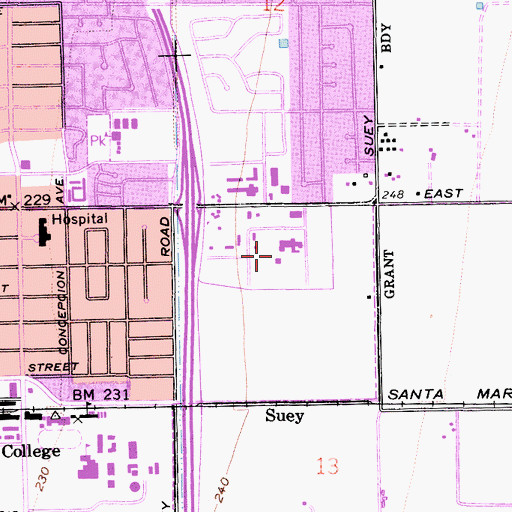Topographic Map of Dignity Health Marian Regional Medical Center, CA