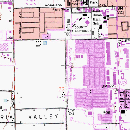 Topographic Map of Miname Community Park, CA