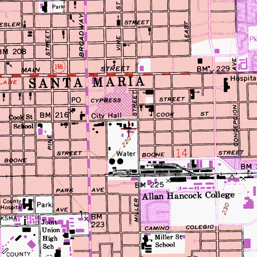 Topographic Map of Orange Street Kindergarten, CA