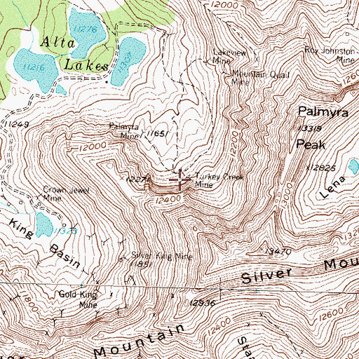 Topographic Map of Turkey Creek Mine, CO