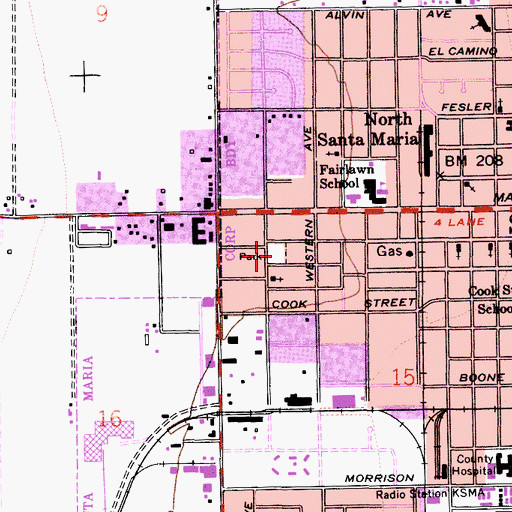 Topographic Map of Russell Park, CA