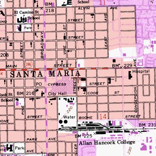 Topographic Map of Saint Mary of the Assumption Church, CA