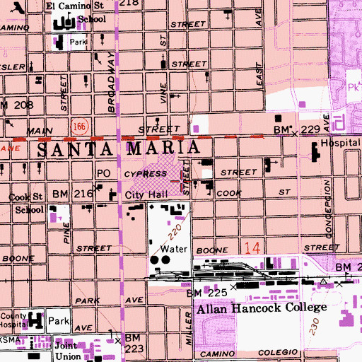 Topographic Map of Saint Marys Roman Catholic Church, CA