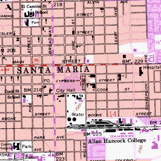 Topographic Map of Saint Mary of the Assumption School, CA