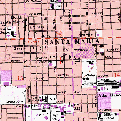 Topographic Map of Saint Peters Episcopal Church, CA