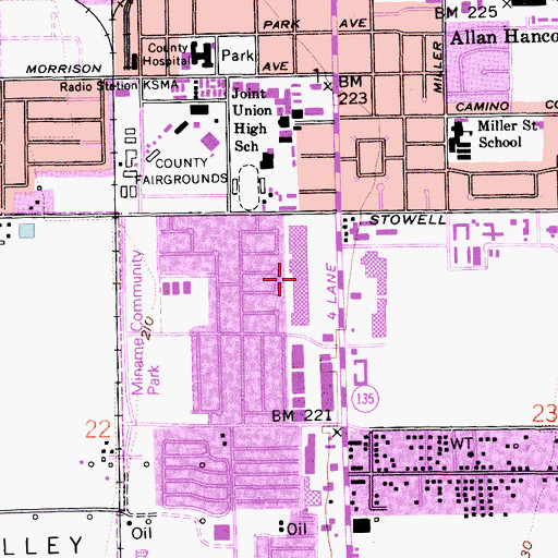 Topographic Map of Santa Maria Shopping Center, CA