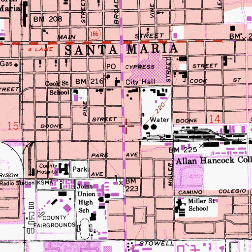 Topographic Map of Santa Maria Valley Chamber of Commerce and Museum, CA