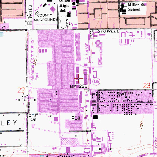 Topographic Map of Stowell Shopping Center, CA