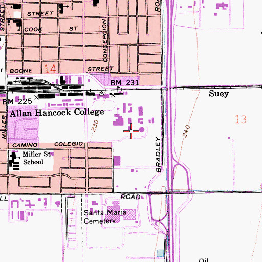 Topographic Map of Allan Hancock College - Learning Resources Center, CA