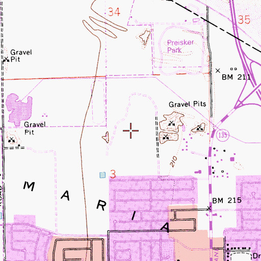 Topographic Map of Casa Grande Mobile Home Park, CA