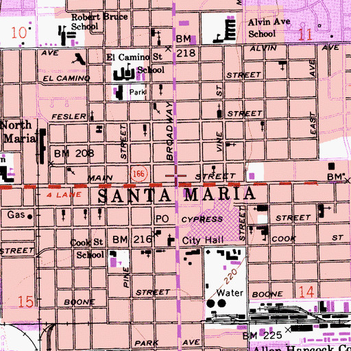 Topographic Map of Central Plaza Park, CA