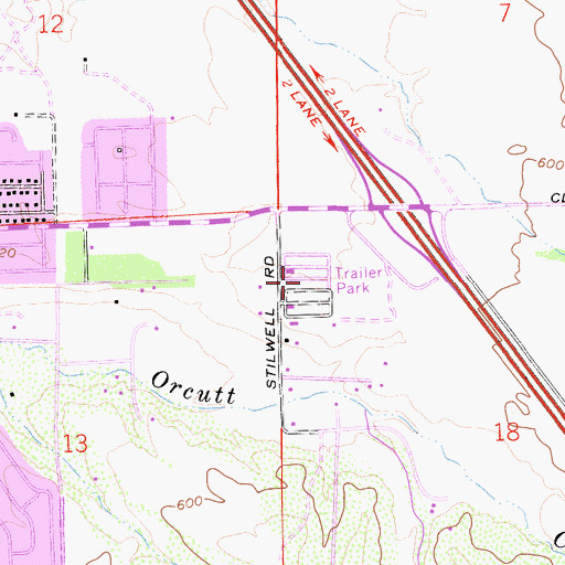 Topographic Map of Cimarron Estates Mobile Home Park, CA