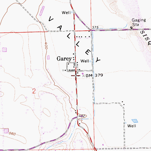 Topographic Map of Garey School (historical), CA