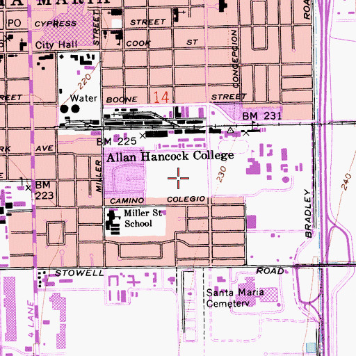 Topographic Map of Hancock Airport (historical), CA