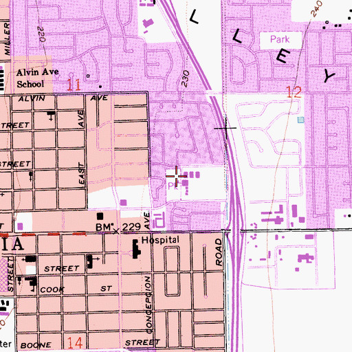 Topographic Map of Fesler Junior High School, CA