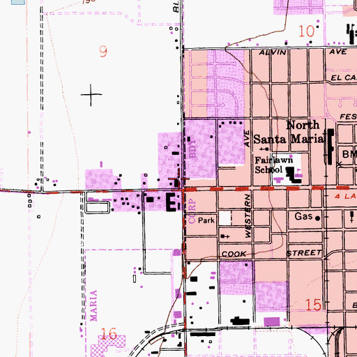 Topographic Map of La Joya Plaza Shopping Center, CA
