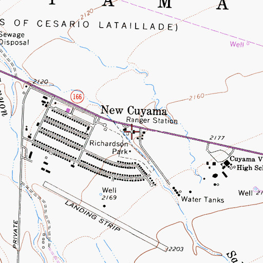 Topographic Map of New Cuyama Branch Santa Maria Public Library, CA