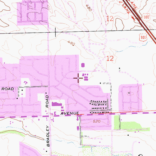 Topographic Map of Ralph Dunlap Elementary School, CA