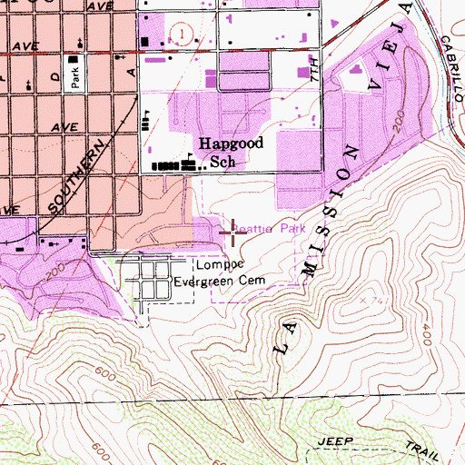 Topographic Map of Beattie Park, CA