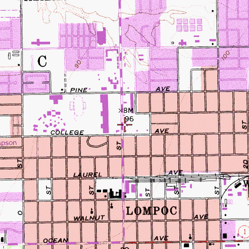 Topographic Map of College Center Shopping Center, CA