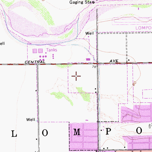 Topographic Map of Ellwood Estates, CA