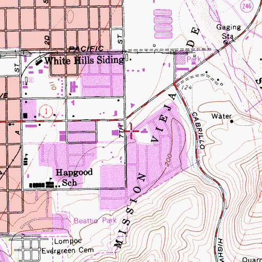Topographic Map of First Presbyterian Church, CA