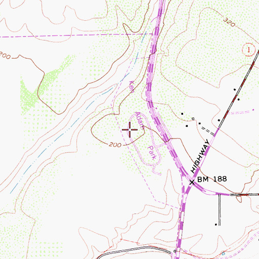 Topographic Map of Ken Adam Park, CA