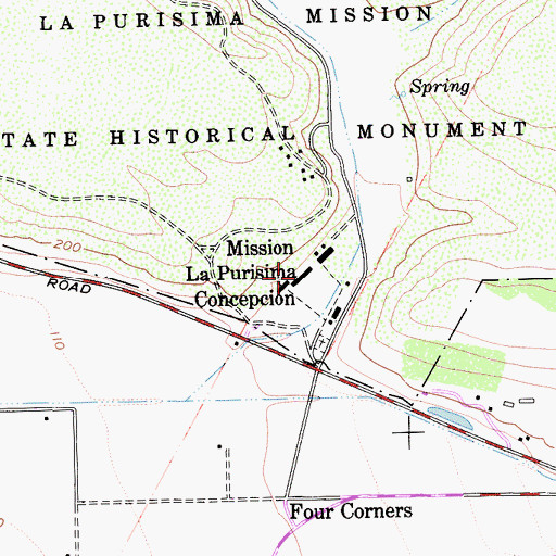 Topographic Map of La Purisima Mission Archives, CA