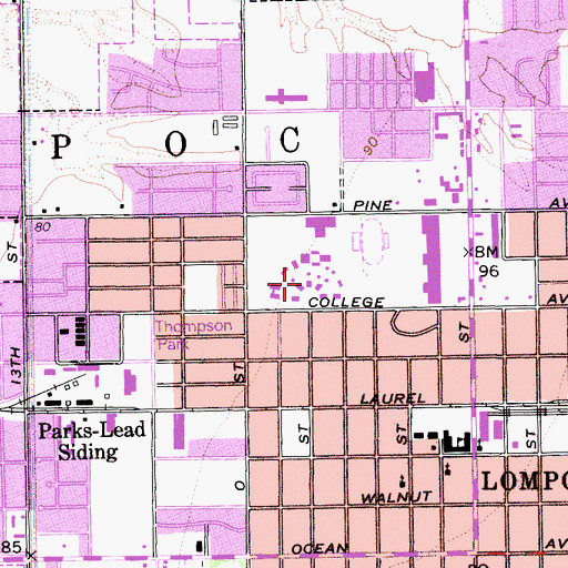 Topographic Map of Lompoc High School, CA